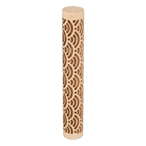 HARFINGTON Wood Clay Roller 4" Water Wave Pattern Rolling Pins Wood Rollers Pottery Tools Wood Grain Texture Rollers for Clay Baking Dough Playdough DIY - style: Water Wave