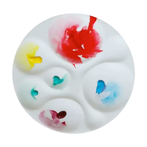 5-9in Ceramic Watercolor Mixing Palette, Square Porcelain Watercolor Palette, Porcelain Watercolor Palette, Ceramic Artist Paint Palette for Watercolor Gouache (S - Round) - color: S - Round