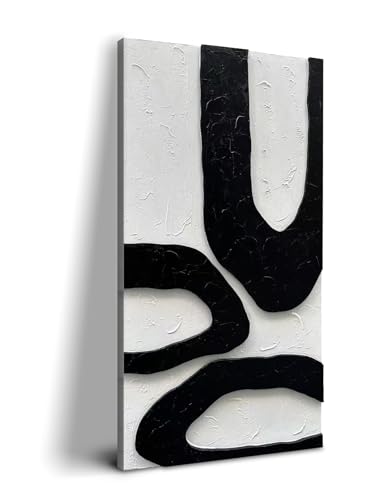 NANKAI Art 48x24 Inch white and black thick texture Abstract Oil painting Hand painted modern minimalist oil painting home office corridor wall decorative art - color: NKHB243