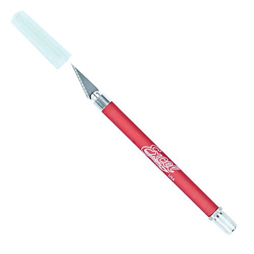 Excel Blades Soft Grip Hobby Knife, K18 with Safety Cap, American Made Light Duty Craft Knife (Red) - color: Red (1)