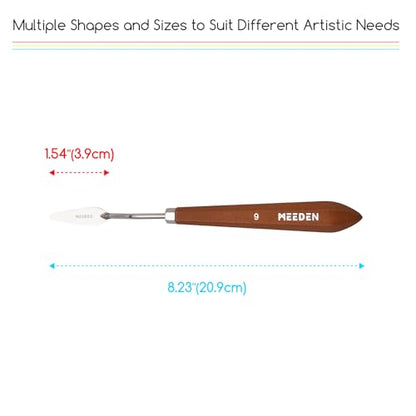 MEEDEN Artist Palette Painting Knife: 8.23" Flexible Stainless Steel Art Pallet Knife with Wooden Handle for Model, 3D Prints, Canvas Painting, #9 - style: #9