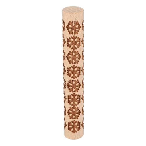 HARFINGTON Wood Clay Roller 4" Snowflake Pattern Rolling Pins Wood Rollers Pottery Tools Wood Grain Texture Rollers for Clay Baking Dough Playdough DIY - style: Snowflake