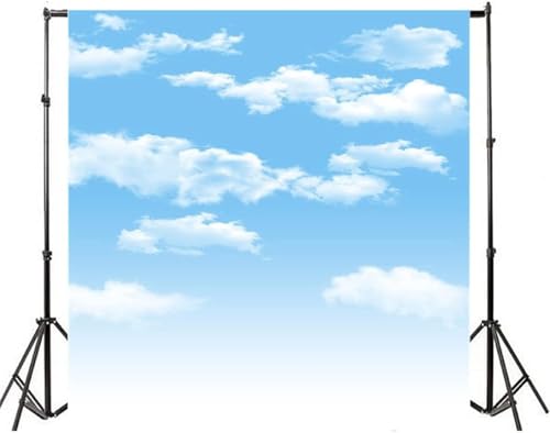 6x6ft Blue Sky and White Clouds Backdrop for Photography Vinyl Material | Clear Sky Photo Background Banner Airplane Theme Baby Newborn Birthday Cake Table Party Decorations Kid Portrait Studio Props - size: 6x6ft