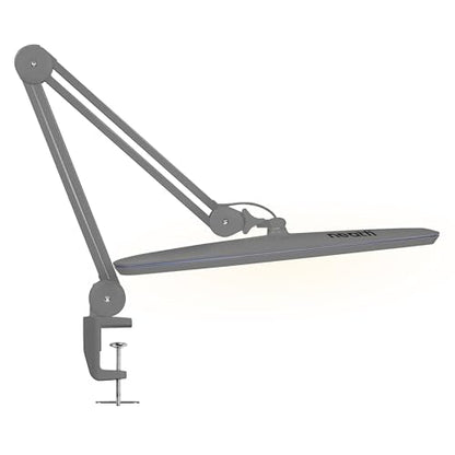 Neatfi XL 2,200 Lumens 20W LED Task Lamp – 23” Ultra-Wide Head | 182 SMD LEDs | 4 Brightness Levels | 3 Light Modes | Eye-Caring, Glare-Free | Adjustable Arm (Silver, CCT with Clamp) - color: Silver