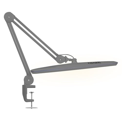 Neatfi XL 2,200 Lumens 20W LED Task Lamp – 23” Ultra-Wide Head | 182 SMD LEDs | 4 Brightness Levels | 3 Light Modes | Eye-Caring, Glare-Free | Adjustable Arm (Silver, CCT with Clamp) - color: Silver
