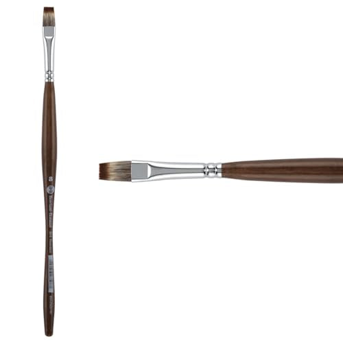 Borciani e Bonazzi Unico Synthetic Mongoose Artist Paint Brush - Series 801 Flat - Size #8 - Watercolors, Oil & Acrylic Paint - Handcrafted in Italy, Anti-Roll Design, Ergonomic Medium Handle - size: 8