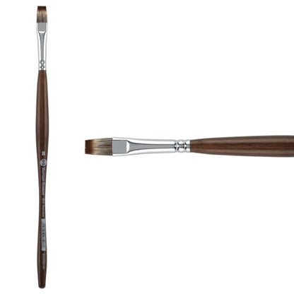 Borciani e Bonazzi Unico Synthetic Mongoose Artist Paint Brush - Series 801 Flat - Size #8 - Watercolors, Oil & Acrylic Paint - Handcrafted in Italy, Anti-Roll Design, Ergonomic Medium Handle - size: 8