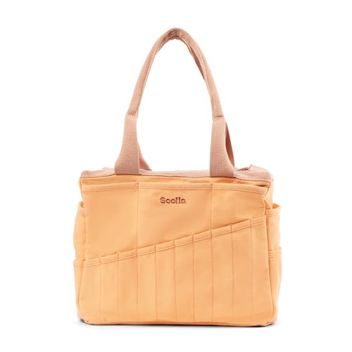 Soolla Studio Bag: Art Supply Storage Organizer & Pottery Tool Bag, Washable Tote, Yarn Bag, Crochet, 30 Pockets, 15+ Colors - color: Creamsicle Crush