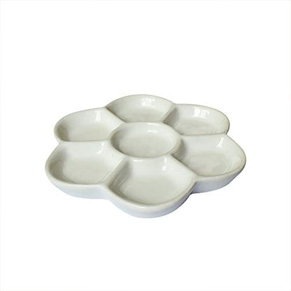 Yuauy 5" Diameter Flower Paint Palette Glazed Watercolor Painting Mixing Ceramic Palette