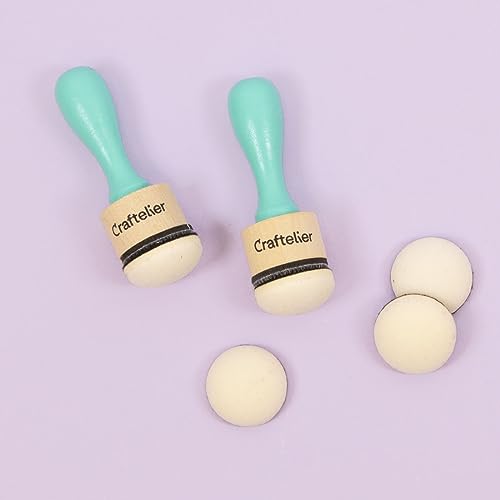 Craftelier - Ink Paints Mixing Blending Tools for Scrapbooking and Other Crafts | Includes 2 Handle Ink Tools + 5 Round Foam Pads Interchangeable of 30 mm Diameter | Turquoise Color - size: Ink and Paints Mixing Blending Tools