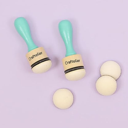 Craftelier - Ink Paints Mixing Blending Tools for Scrapbooking and Other Crafts | Includes 2 Handle Ink Tools + 5 Round Foam Pads Interchangeable of 30 mm Diameter | Turquoise Color - size: Ink and Paints Mixing Blending Tools