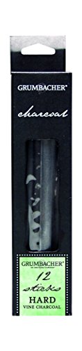 Grumbacher Vine Charcoal, Hard, 12/Pk, Black - color: Black, size: 12-Pack, style: Hard