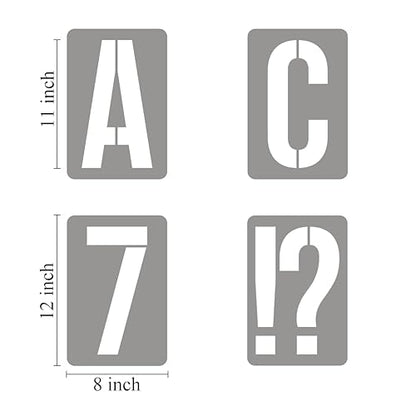 11 Inch Alphabet Letter Stencils for Painting - 42 Pack Letter and Number Stencil Templates with Signs for Painting on Wood, Reusable Numbers and Letters Stencils for Chalkboard Wood Signs & Wall Art - size: 11 Inch