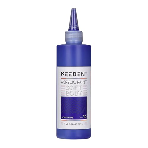MEEDEN Soft Body Acrylic Paint: Ultramarine Blue Matte Finish 250ml/8.45oz | Bulk Acrylic Colors in Ergonomic Bottle - Fluid Flow Art Paints for Artists Canvas Painting - color: Ultramarine
