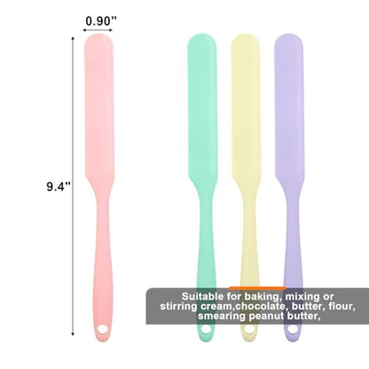 4 Pcs Silicone Jar Spatula, Heat Resistant Cake Cream Scraper Set | Non-Stick Silicone Spatula, 9.8 Inch Cake Cream Butter Scraper(4 colors） - color: Pink&Yellow&Light Green&Light Purple