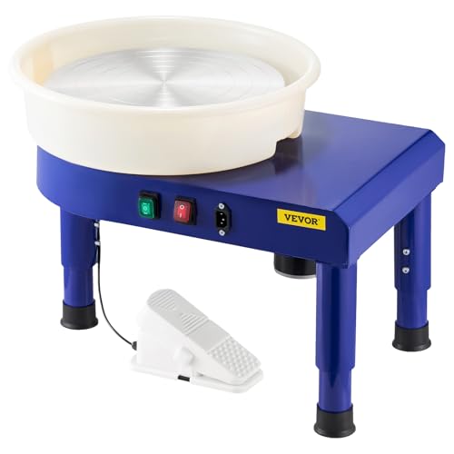 VEVOR 14in Pottery Wheel for Adults Beginners, 0-6in Height-Adjustable, 450W Pottery Forming Machine 60-300RPM Electric Ceramic Wheel, Blue | For Work Art Craft DIY, 0-6in Height-Adjustable, 60-300RPM Speed Adjustable, Electric Ceramic Wheel with Foot Ped