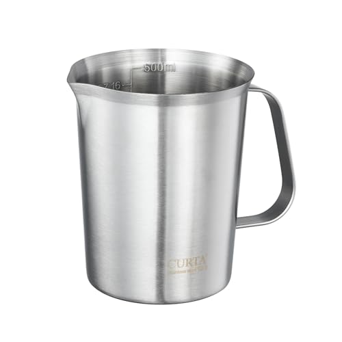18/8 Stainless Steel Measuring Cup with Handle and Pour Spout, Heavy Duty Kitchen Food Prep Cup for Cooking, Baking, Coffee and Bar Use, 16 OZ (2 Cup, 500 ML) - color: Flat Handle, size: 16 OZ (2 Cup, 500 ML)