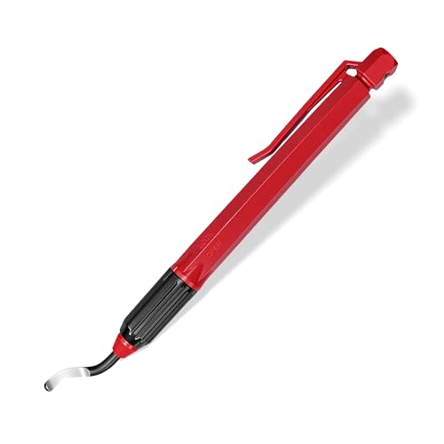 AFA Tooling Pen Deburring Tool, 1 M2 HSS Blade, Red Handle, Pocket Clip | 16 HSS blades with 360-degree rotation; Countersink Hand Reamer cleans 2-in bore for 3D printing and metal - size: 1PCS / BS1010