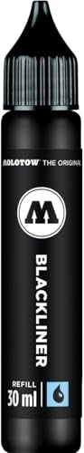 Molotow Blackliner Ink Refill, Black, Permanent Archival Ink, Quick Dry, Fade Resistant, 30ml Bottle, 1 Each (693.640) - style: Ink refill