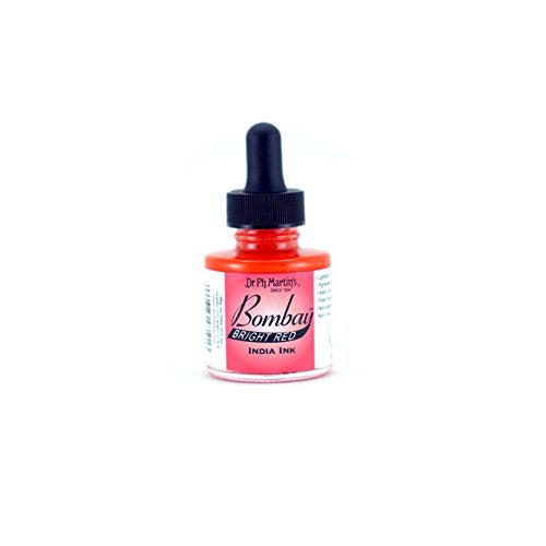 Dr. Ph. Martin's Bombay India Ink (10BY) Ink Bottle, 1.0 oz, Bright Red, 1 Bottle