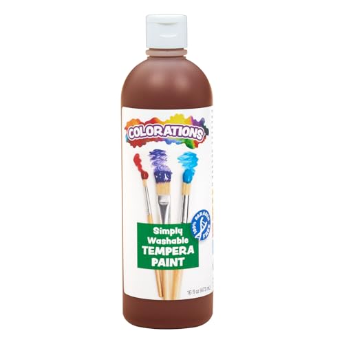 Colorations WSTBR Washable Tempera Paint, 16 fl oz, Brown, Non Toxic, Vibrant, Bold, Kids Paint, Craft, Hobby, Fun, Art Supplies - color: Brown