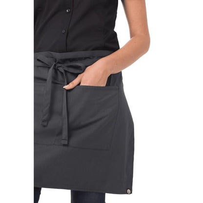 Chef Works Unisex Half Bistro Server Apron - color: Dark Grey Stripe