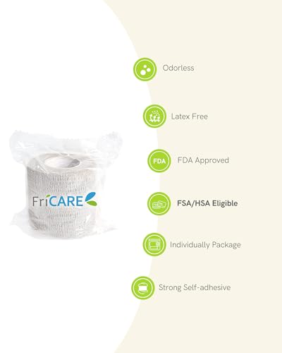 FriCARE Self Adhesive Bandage Wrap, Medical Tape in First Aid Kit | Elastic Cohesive Bandages for Sports/Vet/Wrist Ankle Wounds, 2 Inches X 5 Yards, Latex-free 6 Rolls, Willow Grove - color: Willow Grove