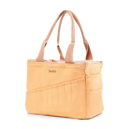 Soolla Studio Bag: Art Supply Storage Organizer & Pottery Tool Bag, Washable Tote, Yarn Bag, Crochet, 30 Pockets, 15+ Colors - color: Creamsicle Crush