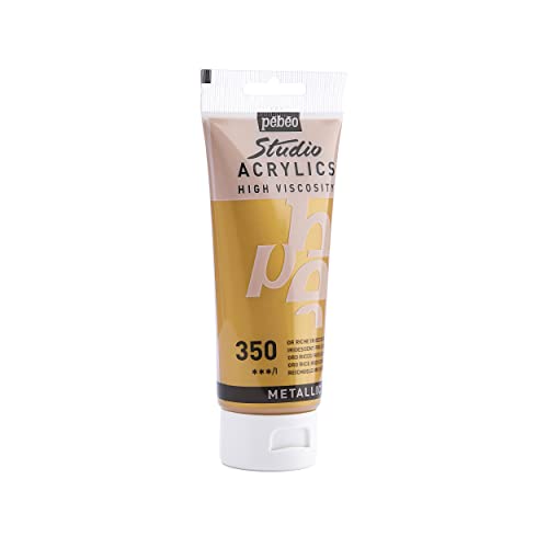 Pebeo - Acrylic Fine Studio Acrylics - Precious Gold - Precious Gold 100ml/3.38oz - color: Iridescent Rich Gold, size: 3.38 Ounce (Pack of 1), style: Acrylics Color