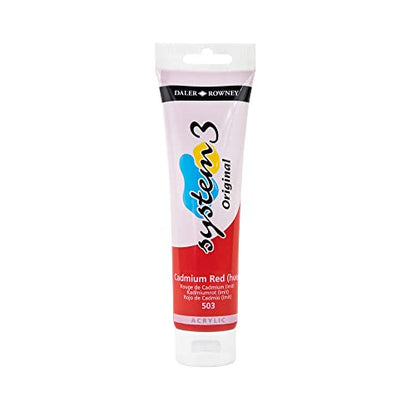 Daler Rowney System3 Cadmium Red Hue 150ml Acrylic Paint Tube - Acrylic Painting Supplies for Artists and Students - Artist Paint for Murals Canvas and More - Art Paint for All Skill Sets