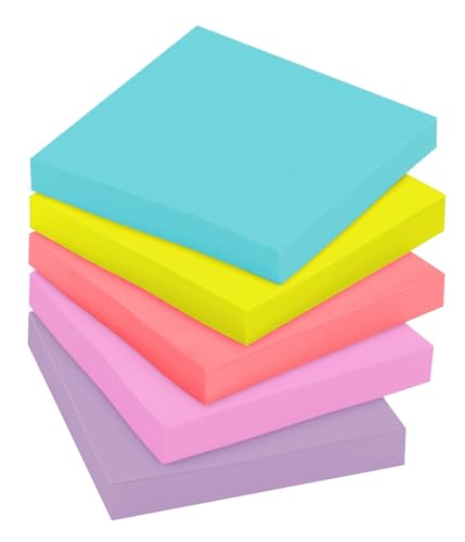 Post-it Super Sticky Notes, 24 Sticky Note Pads, 3 x 3 in., Ideal for Organization in Your Dorm, Home or Office, 2X The Sticking Power, Supernova Neons Collection (Pack of 8) - size: 7.4" x 3.2" (Pack of 8)
