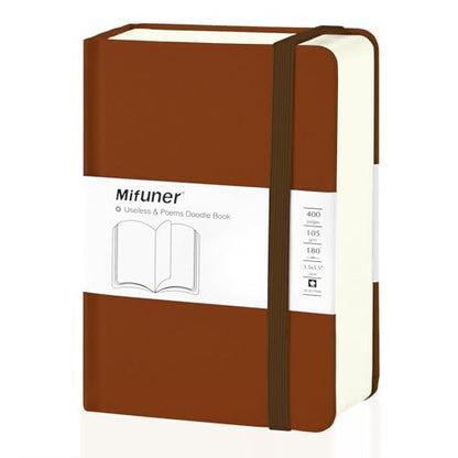 qianshan Mix Media Pad,3.5"x5.5" Small Hardcover Leather Art Sketchbook,105 GSM 200 Sheets/400 Pages Acid Free Artistic Painting Drawing Sketching Writing Paper, Handy Pocket Journal Notebook.Brown - color: 105gsm-brown