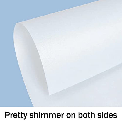 24 Sheets White Shimmer Cardstock 8.5 x 11 Metallic Paper | Goefun 80lb Card Stock Printer Paper for Invitations, Certificates, Crafts, DIY Cards - color: white