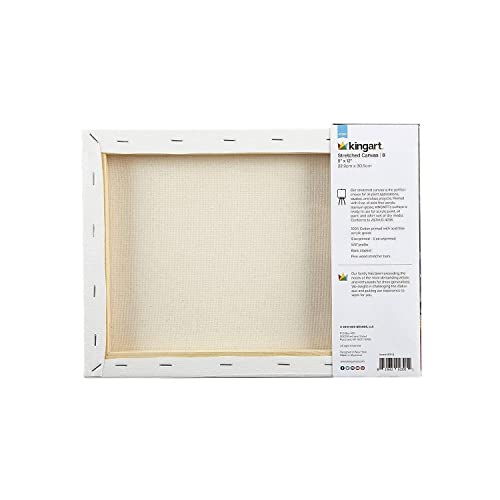 KINGART Stretched White Canvas Set – Rectangle, 9x12 Inch, 8-Pack – 100% Cotton, Triple Gesso Primed – 5/8" Profile Back-Stapled Artist Boards for Acrylic, Oil, Pouring, & Mixed Media Painting - size: 9" x 12"