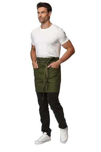 Waist Apron for Men Server Bistro Half 4251BY - color: Army Green, size: 1 Pack