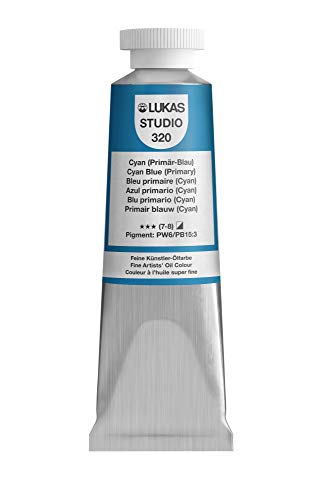 Lukas Studio Artist Oil Color Paints - High-pigment oil paint made with natural binder for artist, painting, & more! - [Cyan Blue (Primary) - 37 mL] - color: Cyan Blue (Primary), size: 1.25 Fl Oz (Pack of 1)