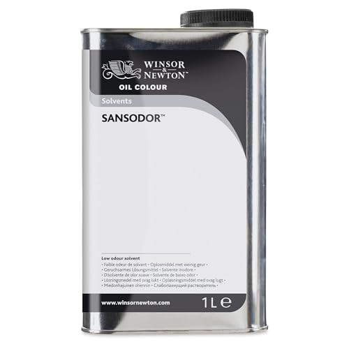 Winsor & Newton Sansodor Low Odor Solvent, 1 Litre (33.8-oz) Can | Safe, studio-friendly low-odor solvent that thins oil paints, cleans brushes, and replaces turpentine without harsh fumes. - color: Sansodor Low Odor Solvent, style: 33.8-oz Can