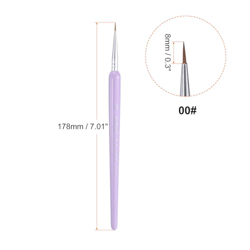 HARFINGTON 6pcs Detail Paint Brushes 8mm Pointed Tip Nylon Hair Miniature Painting Brush for Watercolor Oil Acrylic Painting(00#), Purple - color: Purple, size: 00# 8mm
