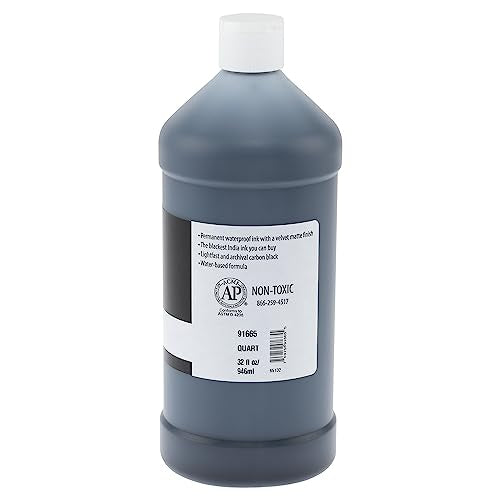 New York Central® India Ink 32oz Bottle - Make an Impact with Matte Black India Ink, Perfect for Artists, Calligraphy, Illustrations, & More - size: 32 Fl Oz