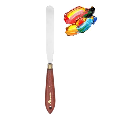 MECCANIXITY Pack of 1 Palette Knife No.17, 9.1" Long Palette Knives with Stainless Steel Flexible Spatula Pallet Knife and Wood Handle for Scraping, Mixing, Oil Acrylic Painting Canvas - style: No.17