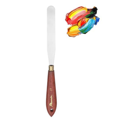 MECCANIXITY Pack of 1 Palette Knife No.17, 9.1" Long Palette Knives with Stainless Steel Flexible Spatula Pallet Knife and Wood Handle for Scraping, Mixing, Oil Acrylic Painting Canvas - style: No.17