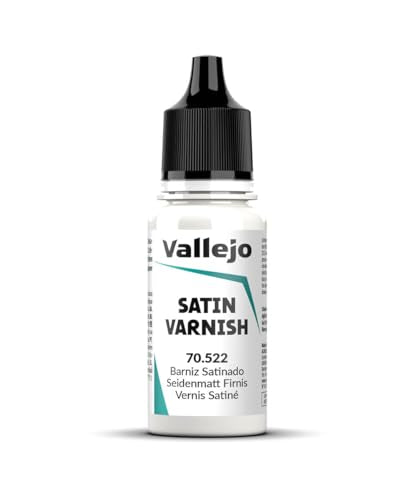 Vallejo - Permanent Acrylic Varnish | Satin Finish 18 ml. (0.6 fl.oz.) | Extraordinary Hardness & Permanence | Scratch Resistant & Non-Yellowing | Outdoor and Indoor Surfaces - style: Satin Acrylic Varnish 18 ml. (0.6 fl.oz.)