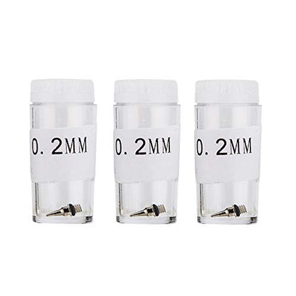 3PCS 0.2mm Airbrush Nozzles and Needles Replacement Parts with 11 in 1 Airbrush Cleaning Repair Tool for Airbrush Gun - size: 3PCS 0.2mm Nozzle and Needles/Cleaning Kit