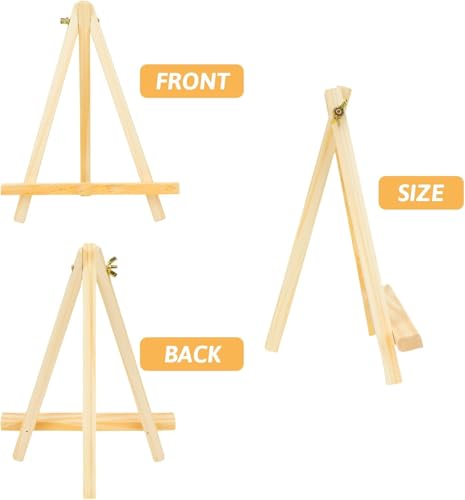 4Pack 9 Inch Pine Wood Easels, Easel Stand for Painting Canvases, Art, and Crafts, Tripod, Painting Party Easel, Kids Student Tabletop Easels for Painting, Portable Canvas Photo Picture Sign Holder - style: 4-pack