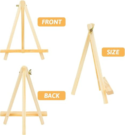 4Pack 9 Inch Pine Wood Easels, Easel Stand for Painting Canvases, Art, and Crafts, Tripod, Painting Party Easel, Kids Student Tabletop Easels for Painting, Portable Canvas Photo Picture Sign Holder - style: 4-pack
