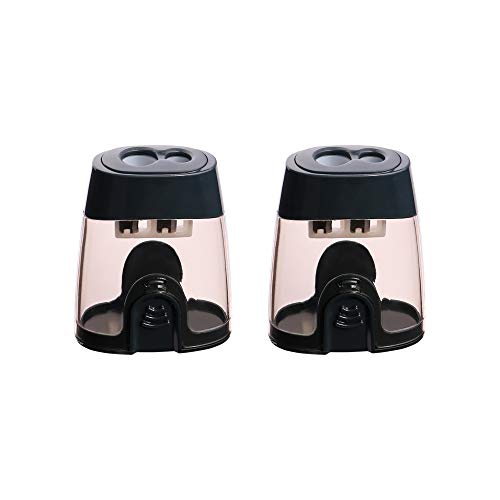 Eagle Manual Pencil Sharpener, 2 Holes, for Standard and Jumbo Color Pencils, 24×51×63 MM, Perfect for Kids, Pack of 2 - color: Black