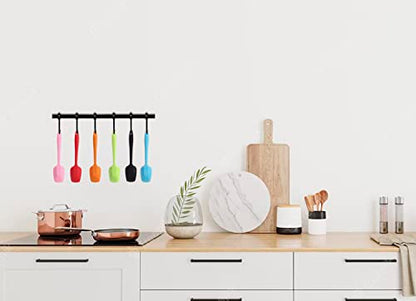 6-Piece Small Silicone Spatula Set, 8.2" Heat Resistant Spoonula | Flexible mini jar scrapers for baking and mixing. Seamless hygienic design. Dishwasher safe. Multi-color set.