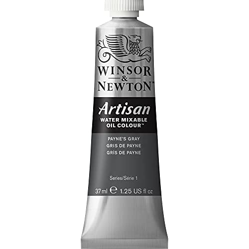 Winsor & Newton Artisan Water Mixable Oil Paint, 37ml, Paynes Gray | Clean with water; no solvents needed. Color depth, lightfastness, opacity/transparency are the same as traditional oils. - color: Paynes Gray, style: 1.25-oz