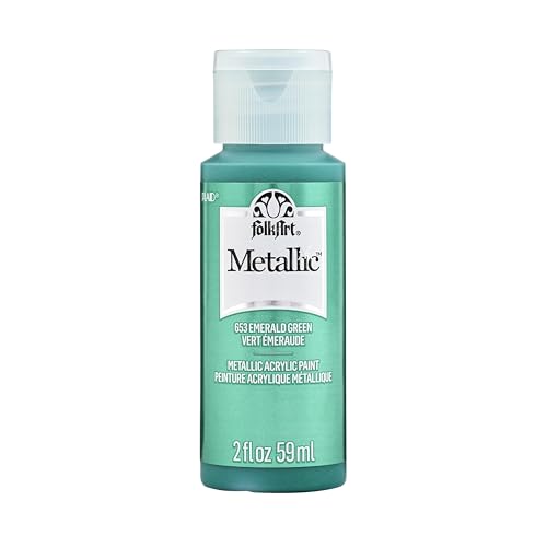 FolkArt Metallic Acrylic Paint in Assorted Colors (2 Ounce), 653 Emerald Green - color: Emerald Green, size: 2 Fl Oz (Pack of 1)