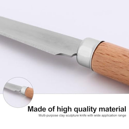 COHEALI 6Pcs Fettling Knife for Clay Pottery Handle Carving Art Tool Set with Stainless Steel Blades Ceramic Trimming and Sculpture Detailing for Pottery Clay Modeling Woodworking